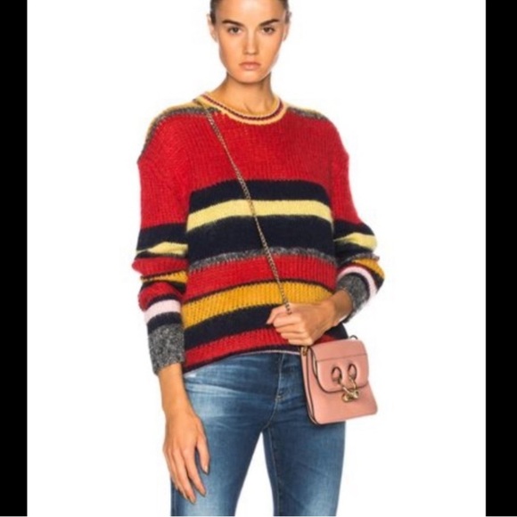 Alexa Chung Sweater Womens Striped Mohair Blend Oversized Long Sleeve Pullover S - Picture 2 of 10